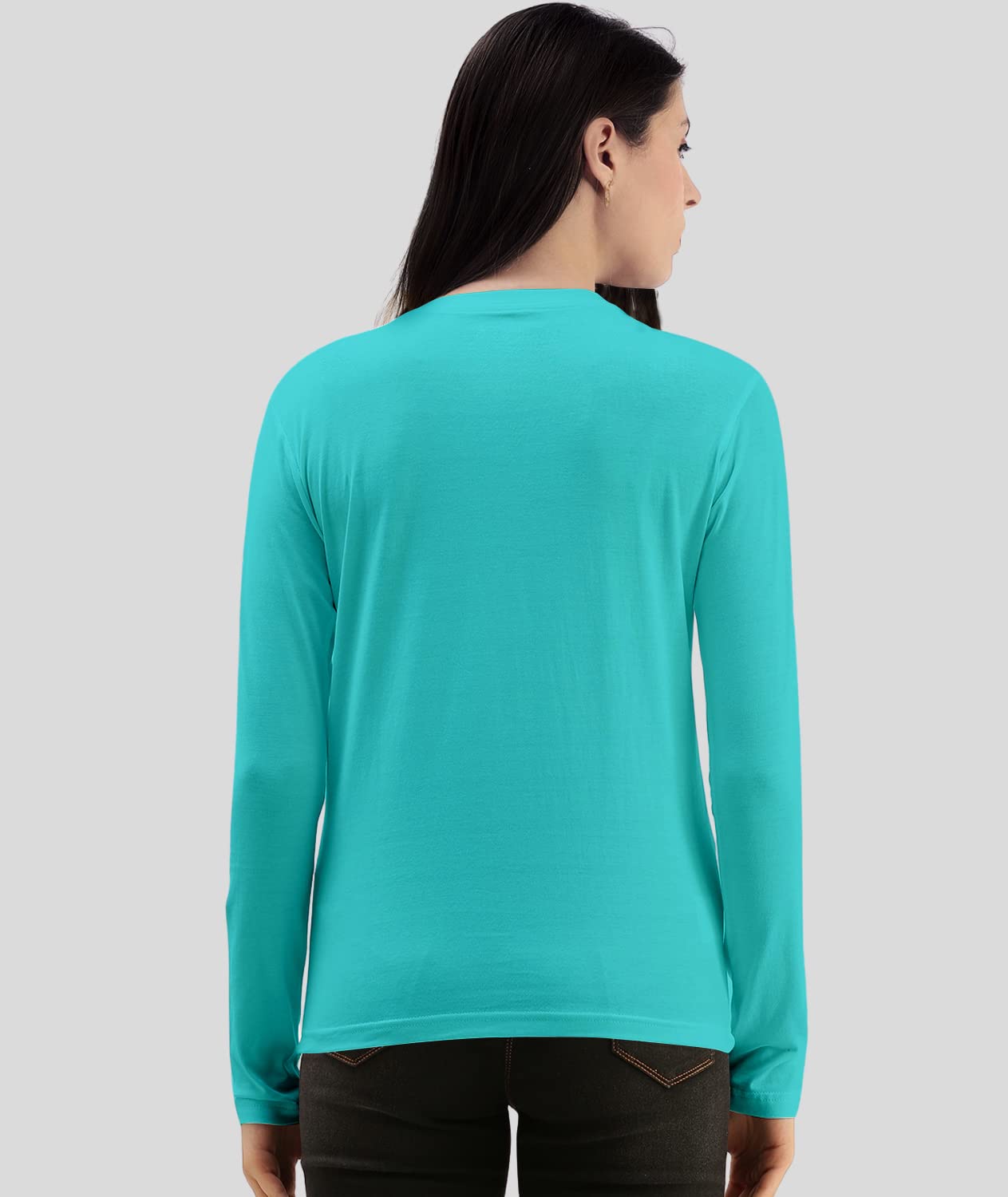 TVP Fashions Premium Plain Women Round Neck Full Sleeves Cotton Tshirt. Festive,Offer,Discount,Sale,Limited Edition, Trending Tees and Tshirts. (LightBlue_Medium) 2
