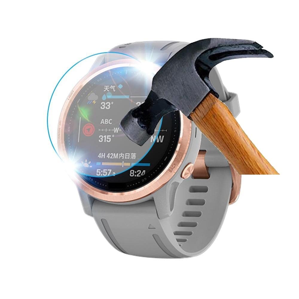 REY Pack 6X Pellicola salvaschermo per Garmin Fenix 5S Plus 42mm - 6s PRO 42mm, qualità Premium