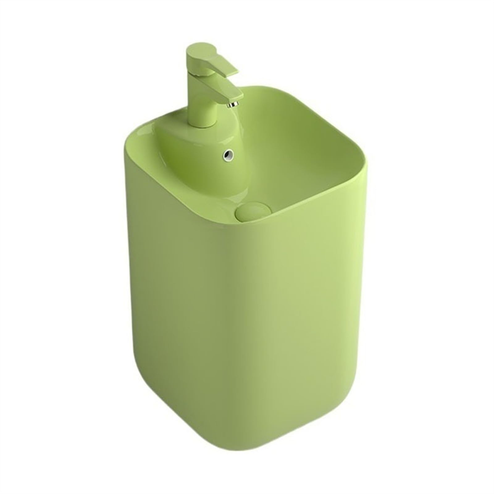 Zhaoj24-05 Green Pedestal Sink Colorful Pedestal Sink, Ceramic Basin With Overflow, One Piece Floor Standing Bathroom Combination(Green)
