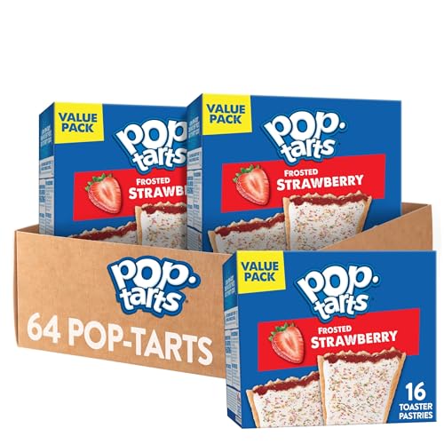 Pop-Tarts Toaster Pastries, Breakfast Foods, Kids Snacks, Value Pack, Frosted Strawberry (64...