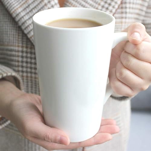 Miniatura 10 de Taza de café de 16 oz simple taza de cerámica blanca pura lisa grande alta de cerámica blanca leche té taza de café con asa