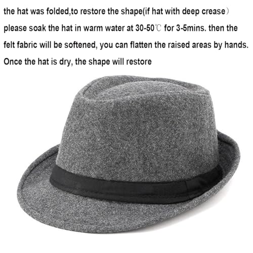 Image of Felt Trilby Fedora Hat Short Brim Panama Jazz Hat 20s Bowler Gatsby Cap for Men Women