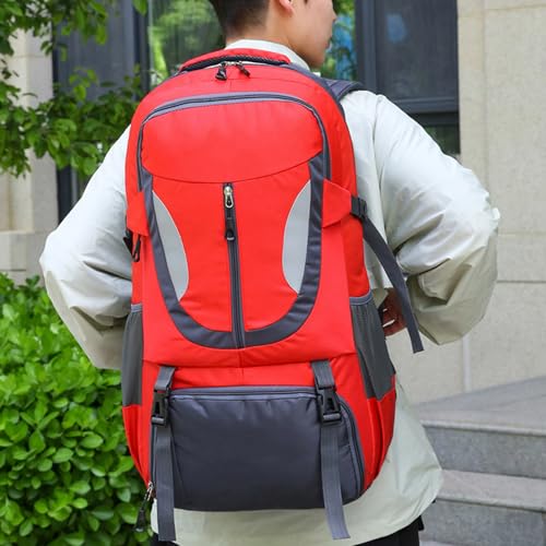 Sac à dos de randonnée 60L rouge multi-compartiments à grand volume - 5