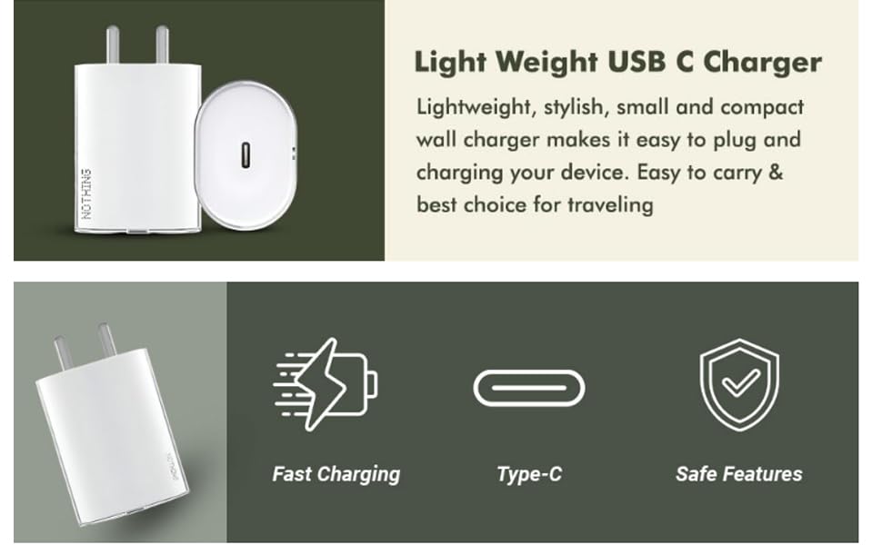 Image of 45W USB C Charger Adapter Compatible with Nothing Phone 2a /Phone 2 /Phone 1 /Buds /Ear Stick /Laptop USB C Fast Power Rapidly Charging Support 45 Power Charger