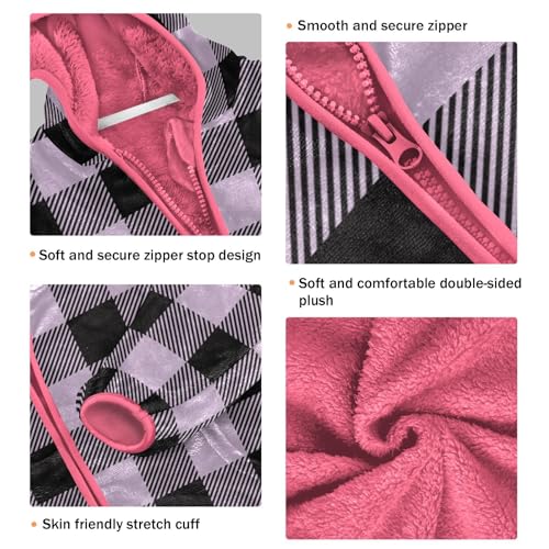 GuoChe Purple Buffalo Plaid Tartan Black Check Scotland Classic Toddler Boy Fleece Jacket3