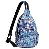 Picture of HAWEE Rope Sling Bag for Women and Men Casual Cross Body Backpack Adjustable Anti-slip Strap/Bottle Pocket/Earphone Hole for Travel Hiking Sports, Feather