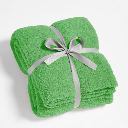 Image of CYMULA Super Soft Green Throw Blanket - Lightweight Plush Fuzzy Fluffy Warm Cozy Blankets and Throws for Sofa Bed All Season Use, 50x60 inches
