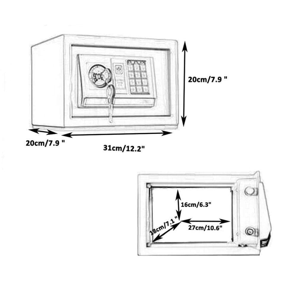 Cassetta di Sicurezza, cassaforte ignifuga Impermeabile, cassaforte a Muro, cassaforte per pareti, cassaforte per Hotel, cassaforte per valori, cassaforte per Soldi con Tastiera Digitale