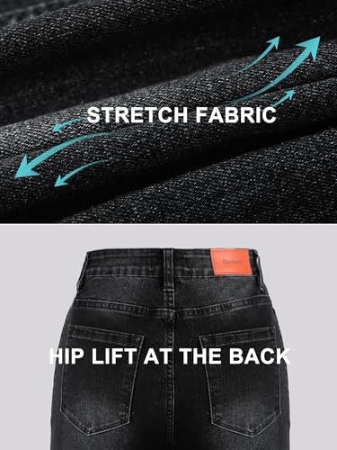 Genleck Women's Wide Leg Jeans Cropped High Waisted Seamed Front Raw Hem Denim Pants Trendy Stretchy Baggy2