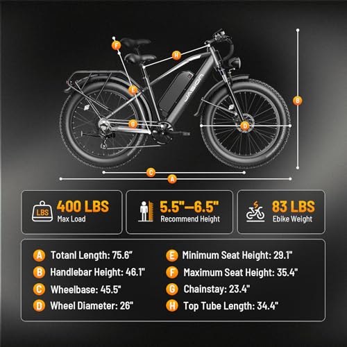 Image of Jasion EB5 MAX Electric Bike for Adults with 2000W Peak Motor, 48V 15Ah (720Wh) Battery Electric Mountain Bike, 26'' x 4'' Fat Tire Ebike, 28+MPH Speed, Cruise Control, with Fenders, Rear Rack