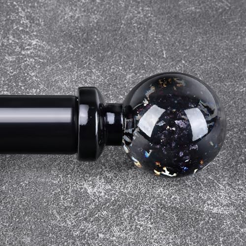JRZOO Black Curtain Rods for Windows 28 to 48 Inch, 1'' Heavy Duty Adjustable Drapery Rod with Unique Crystal Ball Finials, Modern Decorative Curtain Rod,Size; 30-60''