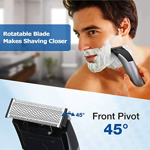 Electric Razor for Men,Hizek Men's Electric Shaver for Face and Body,Wet & Dry Use Beard Trimmer with 4 Trim Lengths,Blade Lubricating Oil,Design for Body Hair and Beard Style
