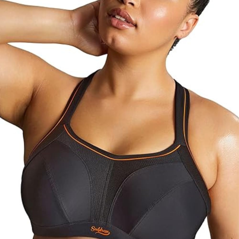 Sculptresse by Panache damski biustonosz sportowy z fiszbinami - duży rozmiar - niewyściełany - #9441, czarny, 95E