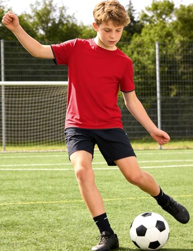 Image of Somaibo Boys Athletic Shirts Mesh Moisture Wicking Kids Short Sleeve