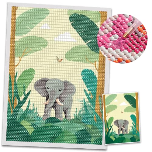 COGNOO Diamond Art Painting for Kids,Woodland Diamond Art Painting,Cute Elephant