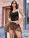 Avidlove Women Sexy Y2K Sheer Lace Ruffle Mini Skirt Low Rise Mesh Ruffle Micro Skirt Coquette Going Out Brown Large