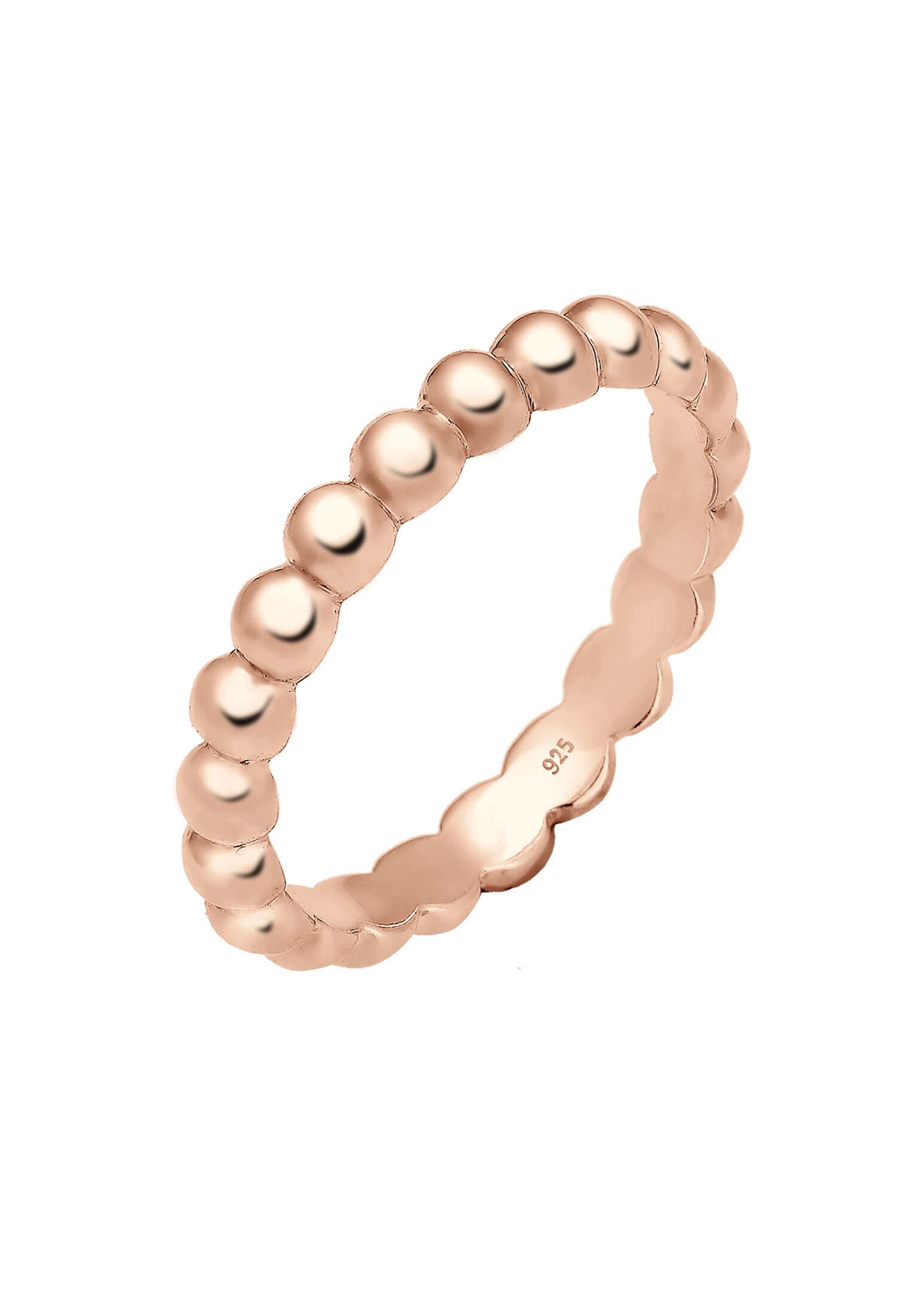 Elli Women's 925 Sterling Silver Rose Gold Plated Xilion Cut Ring, Size P