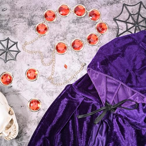 Image of Women's Halloween Costume Include Purple Velvet Cloak and Waist Belt