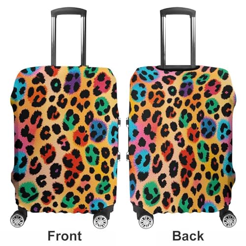 Colorful Leopard Luggage Cover, Washable Elastic Suitcase Cover Protector Fit 18-32 Inch Luggage3