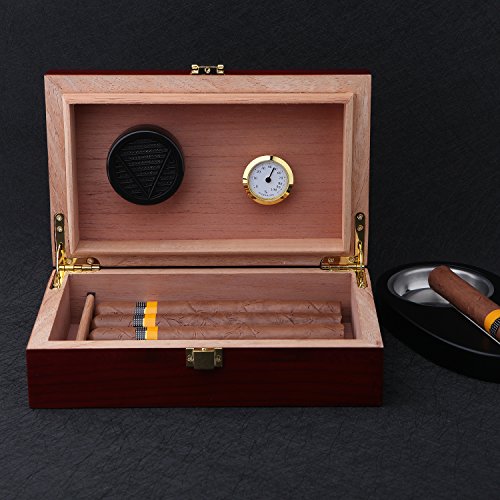 Bald Eagle Handmade Cigar Humidor Cigar Box Wood Humidor Holds 10-20 Cigars Desktop Box Humidor with Hygrometer and Humidifier Front-Mount Clasp Lock - Thumbnail 3