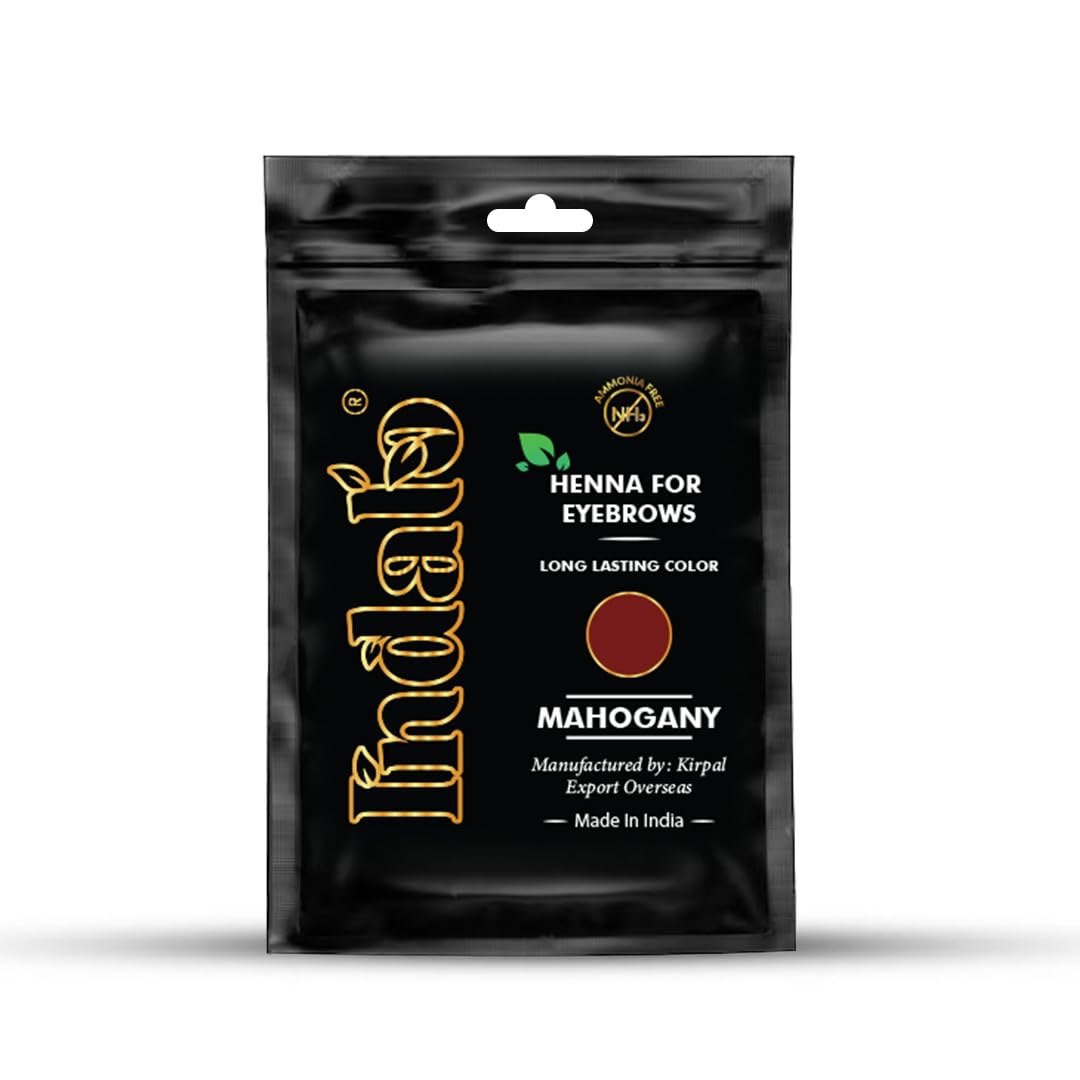 Indalo Mahogany Eyebrow Henna 10g Pouch | Brow Color Powder, Smudge-Proof & Water-Resistant, Vegan, Cruelty-Free, Gentle Formula 20 Applications