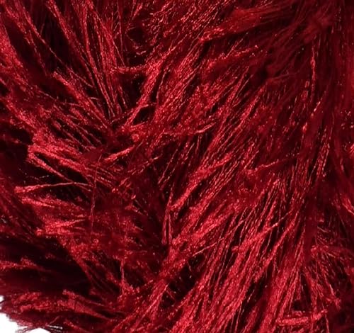 Image of Eyelash Fun Fur Yarn Premium 100% Polyester 164 Yds (150 Mt), 3.53 Oz (100 Gr) Colorful Crochet Yarn Dıy Hand Knitting. (Burgundy, 1 Skein)