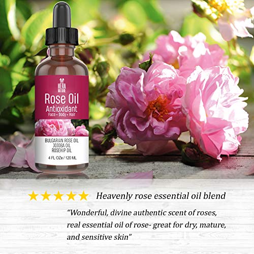 Rose Antioxidant Essential Oil - Pure and Natural Ingredients, in Jojoba & Rosehip Oil, Therapeutic Grade (USA) 30ML(1oz)