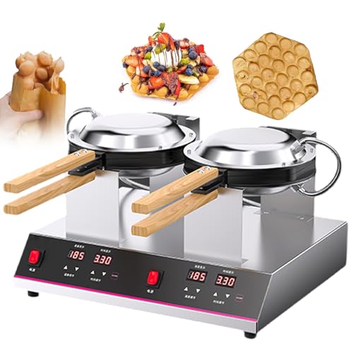 pealiritansemen Nueva Gofrera De Burbujas con Rotación De 180°, Doble Calentamiento Y Temporizador Ajustable (0-9 Min), Gofrera Profesional Tipo Huevo, Bandeja Antiadherente De Teflón,DoubleHead