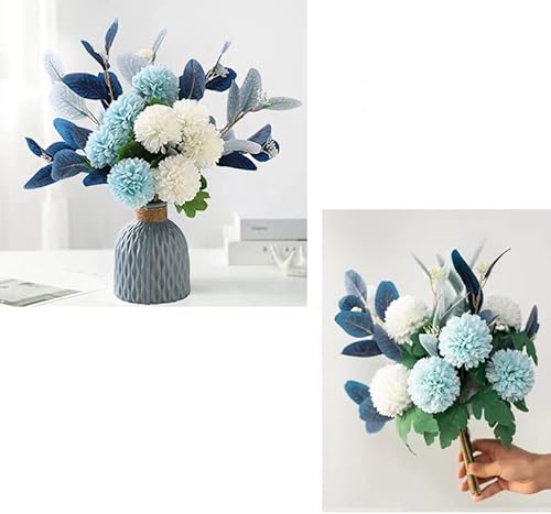 Ladada Artificial Flowers With Vases Artificial Hydrangea Flower Arrangements Home Garden Party Wedding Decor (Blue) #TOP2