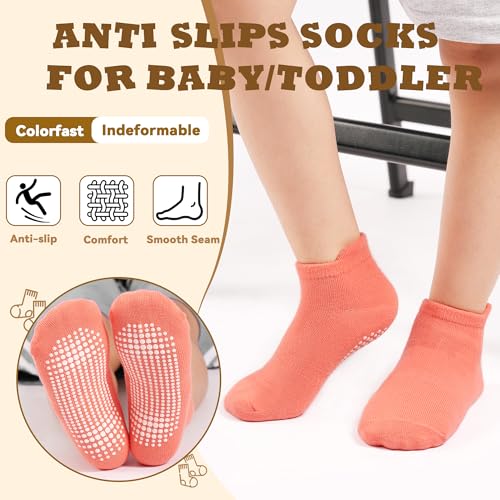 Image of HYCLES Toddler Girl Socks, 12 Pairs Non Slip Ankle Toddler Socks for 1-7 Years Baby Girls Kids
