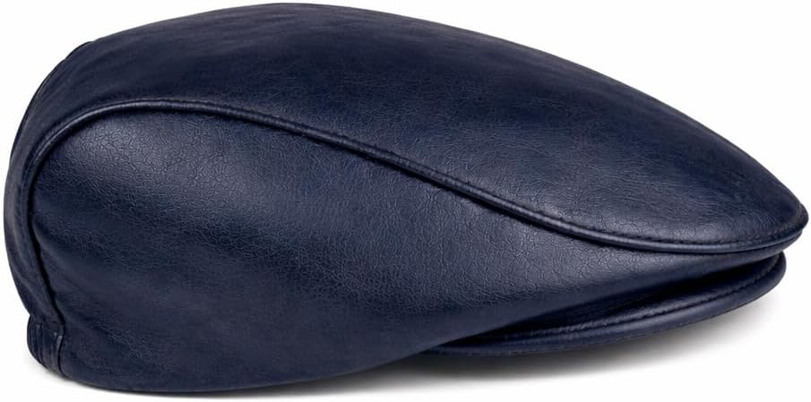 Handmade Men’s Real Leather Newsboy Cap – Vintage Sheepskin Leather Flat Cap, Classic Cabbie Driver Ascot Hat