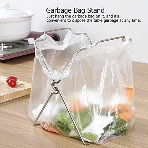 Image of Kitchen Rack Stainless Steel Foldable Garbage Bag Rack Stand Trash Bag Rack Holder Kitchen Utensils