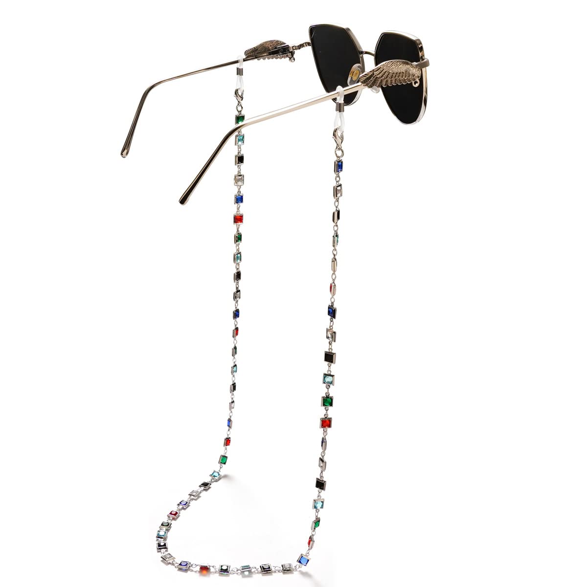 Schlichte, vielseitige Brillenketten, Stilvolle Brillenkette, Metall-Brillenband, farbige Diamanten, Brillen-Haltekette for Damen