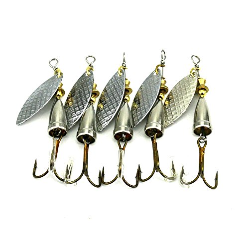 LENPABY 5PCS Lures Spinners,Spinnerbaits, Metal Fishing Spoons Bait 6.5cm Blade Spinner Baits6g Spinner baitFishing Lures Bass Spoon Crank Bait Saltwater,Freshwate Tackle Hooks