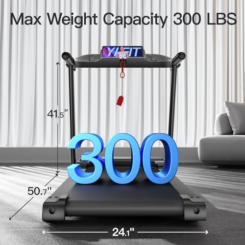 UMAY Foldable Treadmills for Home, Quiet 3.0HP Folding Treadmill with Silicone Shock Absorption, Heart Rate Monitor