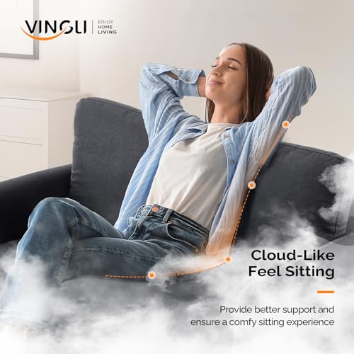 VINGLI 47 Linen Loveseat Sofa – Mid-Century Modern Mini Couch for Small Spaces