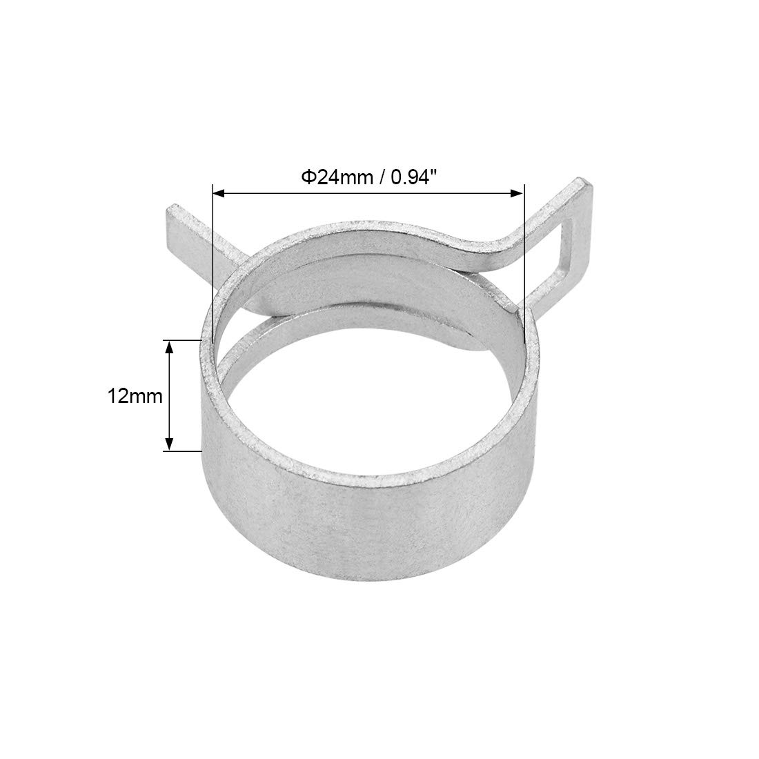 uxcell Spring Band Type Clamp 24mm Inner Dia Fit 25.5-27.5mm OD Hose Fuel Line Silicone Tube Clips Clamp Silver Manganese Steel 5Pcs - Image 3