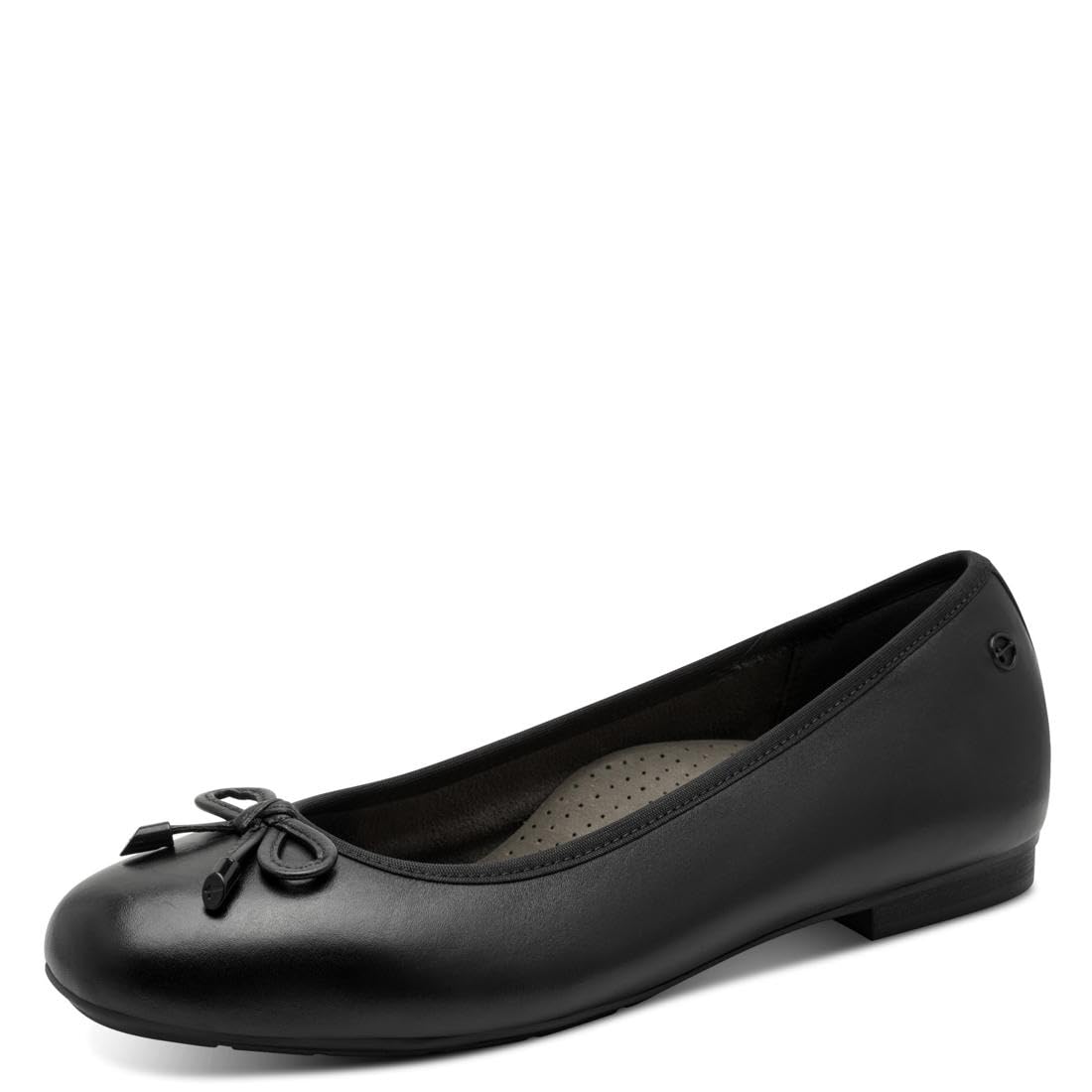 Tamaris Comfort Women’s Leather Ballerinas with Bow, Black, 5 UK