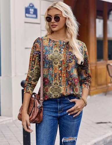 Zeagoo Long Sleeve Shirts for Women Henley T Shirts Loose Fit Tunics Dressy Casual Work Blouses Fall Fashion Tops2