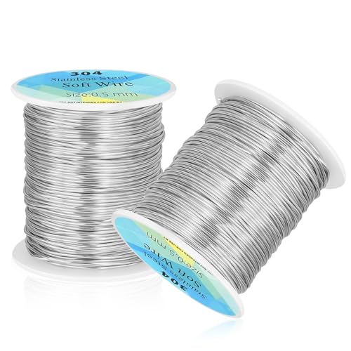 2 Rolle 304 Edelstahldraht, 100 m x 0.5 mm Silberdraht zum Basteln Silber Edelstahl Draht Biegbarer Basteldraht mit Spule für Schmuckherstellung Heimwerken 2 Rolle 304 Edelstahldraht, 100 m x 0.5 mm Silberdraht zum Basteln Silber Edelstahl Draht Biegbarer Basteldraht mit Spule für Schmuckherstellung Heimwerken
