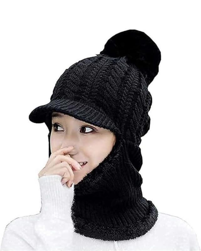 JMP Women Winter Hat Monkey Beanie Cap Knit Balaclava Capset Soft Wool  Woolen Fuzzy Plush Skull Cap Windproof Full Face Cover Earflap Hood Nech