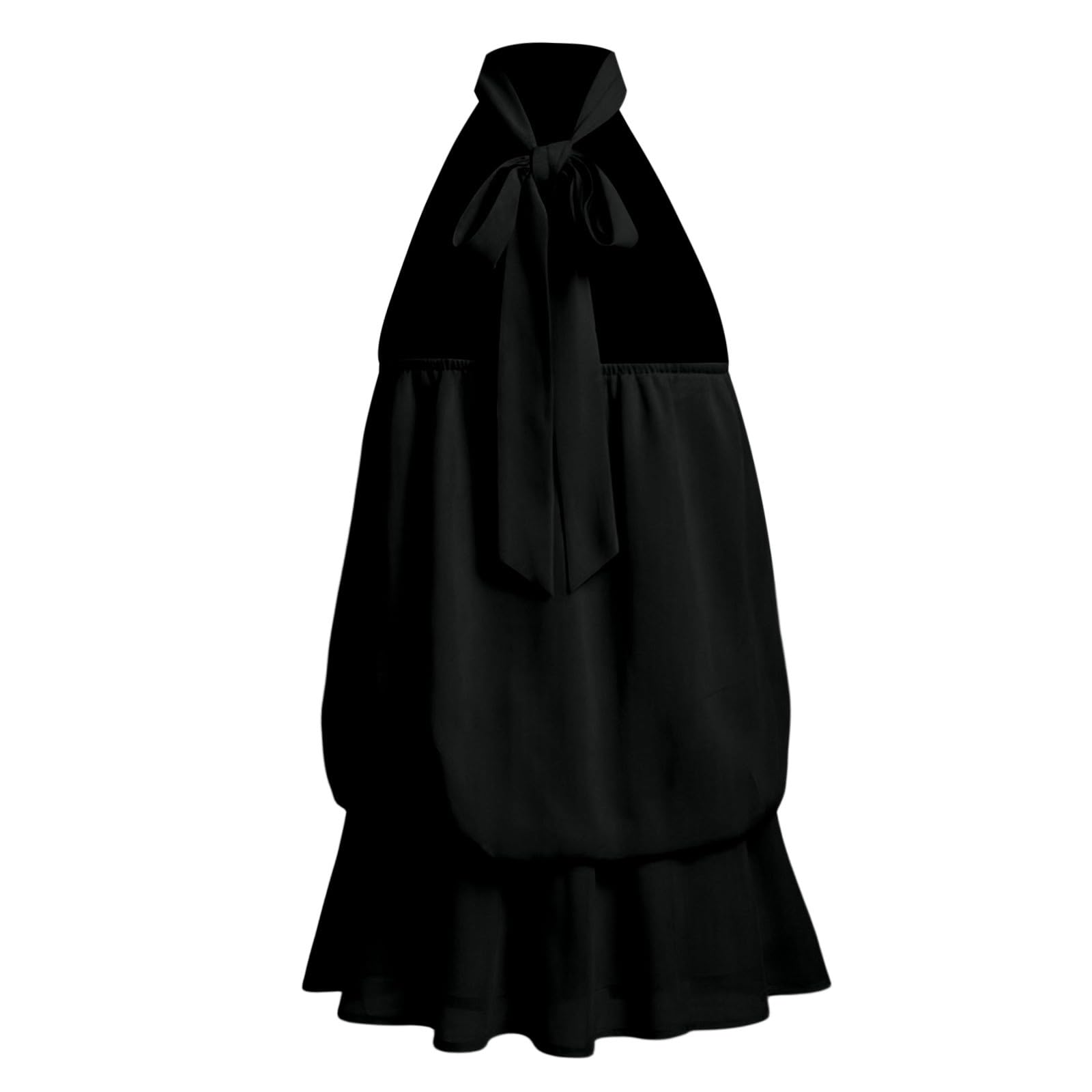 Robe été Femme Courte Robe en Mousseline Dos Nu Sexy Volants Mini Robes sans Manches Soiree Cérémonie