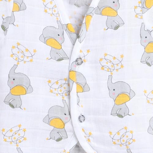 Image of Polka Tots Baby Boys & Girls Cotton Muslin Jabla Vest - Half Sleeve, Front Open, Soft & Breathable Daily Wear, Pack of 3 (Newborn)