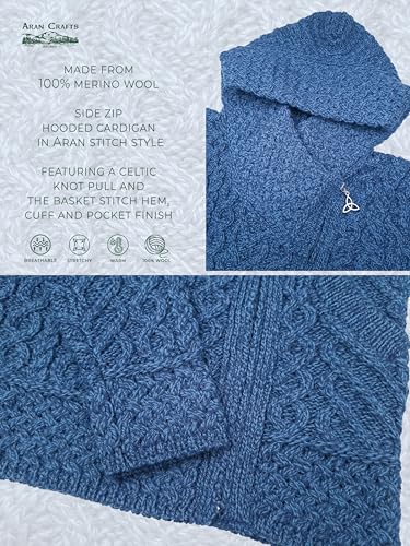Image of Aran Crafts Irish Women's Side Zip Hooded Wool Cardigan (HD4916)