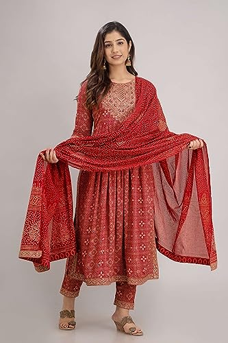 Printed Indian Kurti Pant & Dupatta Set for Women Kurta Kurtis Set Tunic For Women4