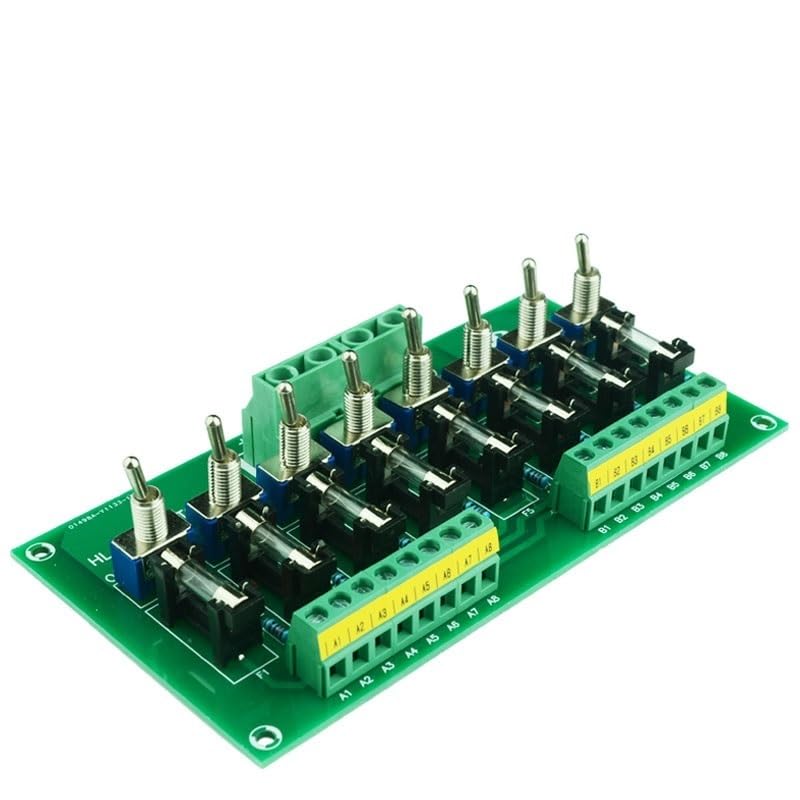 1PCS DIN Rail Mount 8 Position Power Distribution Fuse Module Board with swtich, Switch Fuse Module for AC/DC 5~32V.(with Carrier)
