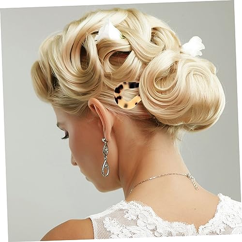Épingle à cheveux ondulé u avec perles pour chignon en acétate - 7