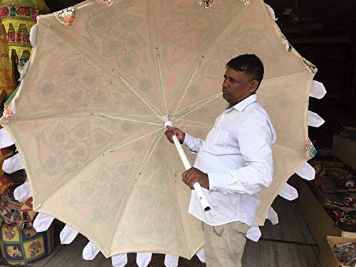 Indian Handmade Traditional Sun Shade Parasol Umbrella-Mirror Work Large Garden And Sun Umbrella, Indian Patios Peacock Umbrella, Beach Cafe Outdoor, Sun Shade Patio Umbrella (Multi Color Embriodery) #TOP4