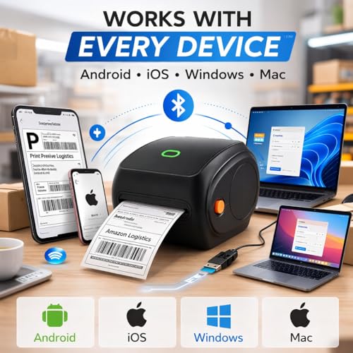 Image of Thermal Label Printer for Business Office Home | Inkless Thermal | Mobile, Desktop Compatible (ShipSmart (4-inch Smart Label Printer))