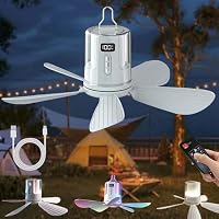 RIRIDAMAI – RIRIDAMAI Deckenventilator Akku mit Beleuchtung Camping, Auf